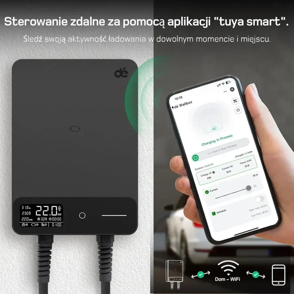 Stacjonarna ładowarka wallbox dé EV 22kW Typ 2 na siłę - obrazek 2