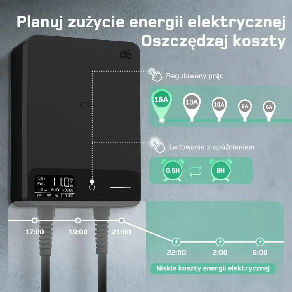 Stacjonarna ładowarka wallbox dé EV 11kW Typ 2 na siłę - obrazek 3