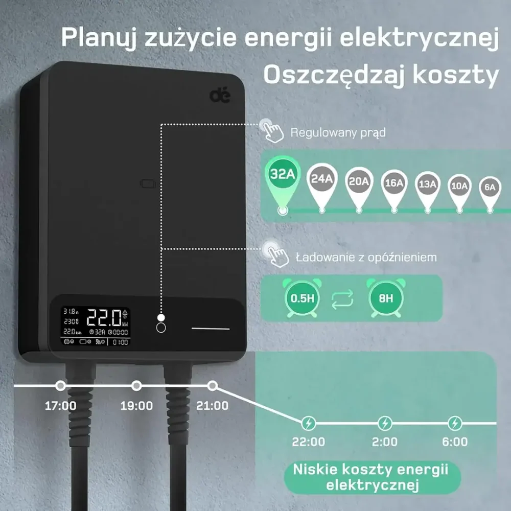 Stacjonarna ładowarka wallbox dé EV 22kW Typ 2 na siłę - obrazek 3
