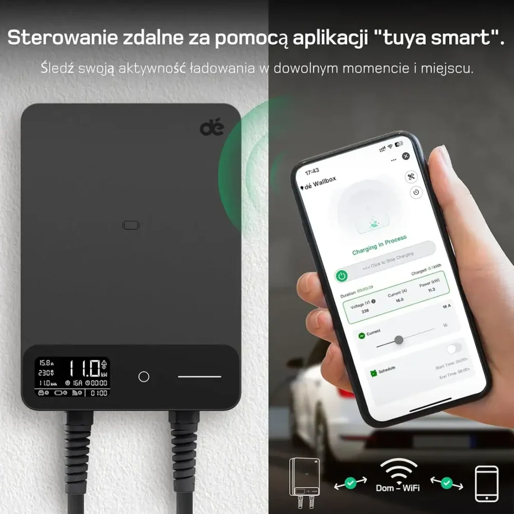 Stacjonarna ładowarka wallbox dé EV 11kW Typ 2 na siłę - obrazek 2