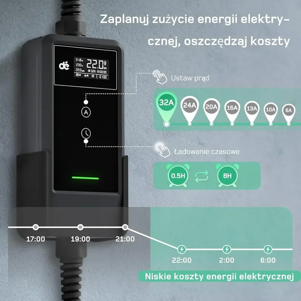Przenośna ładowarka wallbox dé EV 22kW Typ 2 na siłę - obrazek 9
