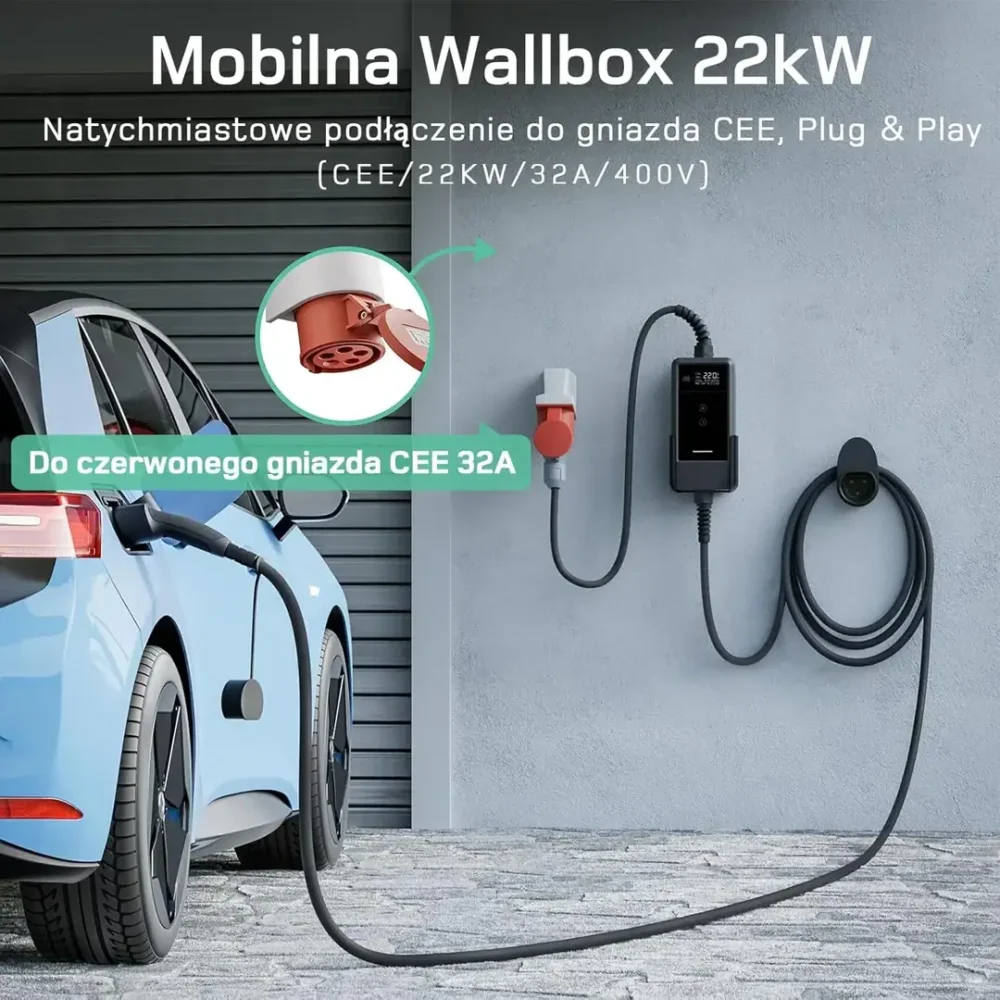 Przenośna ładowarka wallbox dé EV 22kW Typ 2 na siłę - obrazek 11