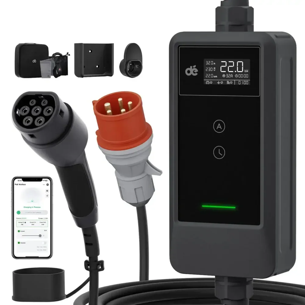 Przenośna ładowarka wallbox dé EV 22kW Typ 2 na siłę