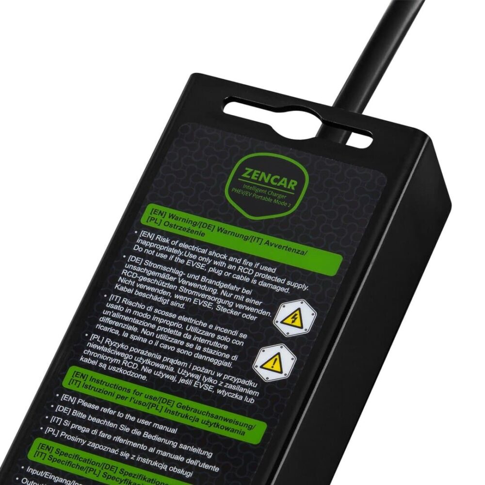 Przenośna ładowarka Zencar wallbox 11kW typ 2 na gniazdo siłowe 16A 5-pin - obrazek 7