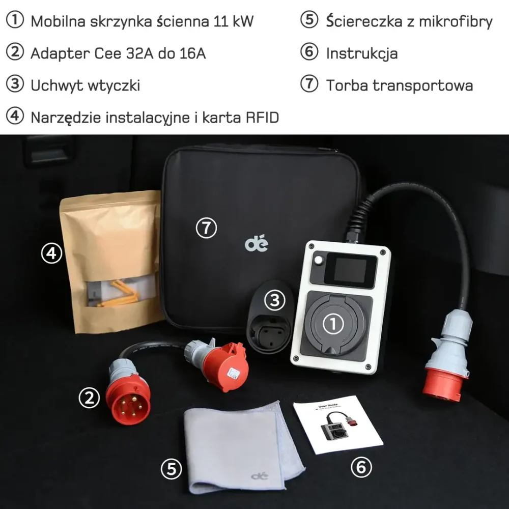 Mobilny wallbox dé do auta EV 11kW z gniazdem Typ 2 - obrazek 7