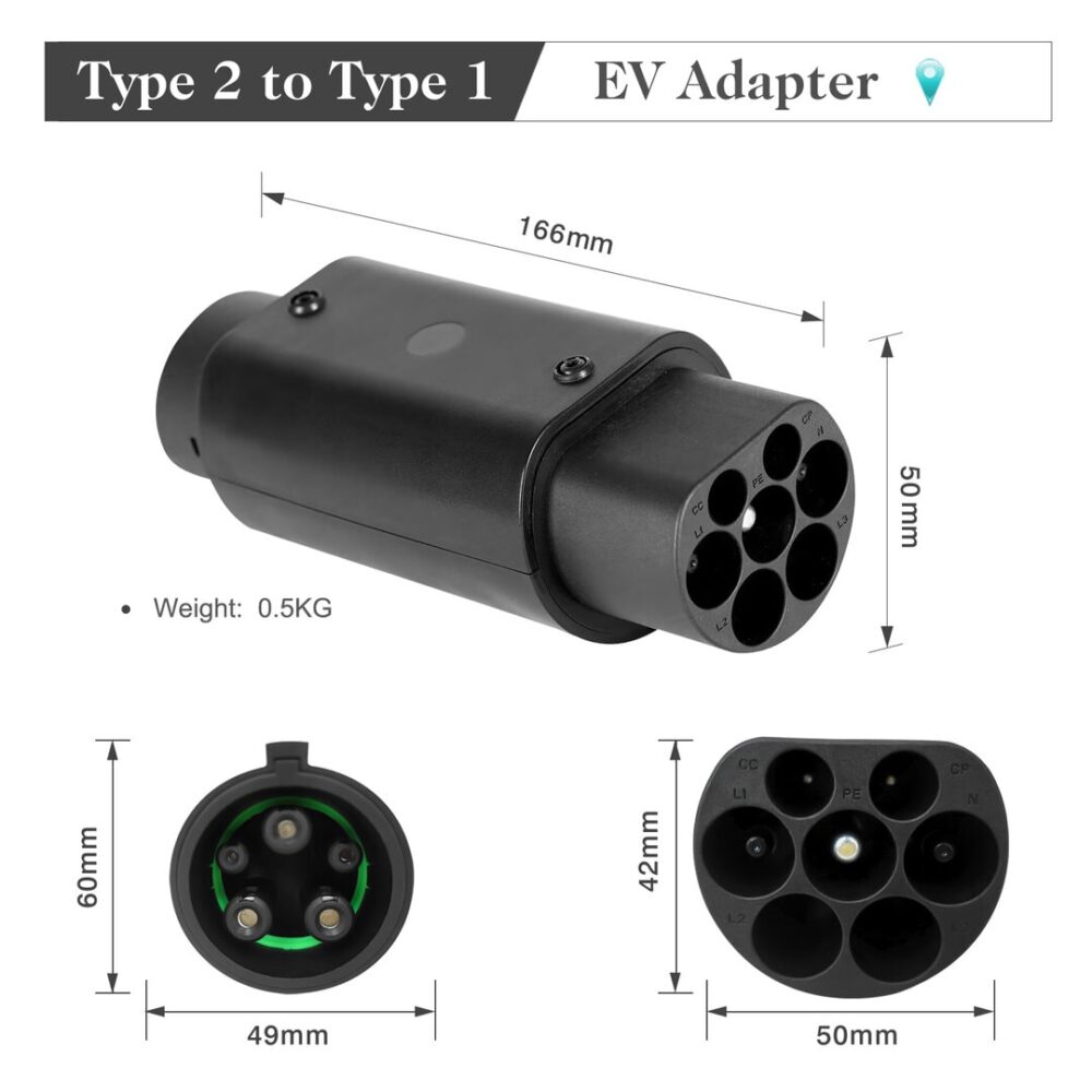 Adapter na kabel typu 2 do samochodów z gniazdem typu 1 - obrazek 2