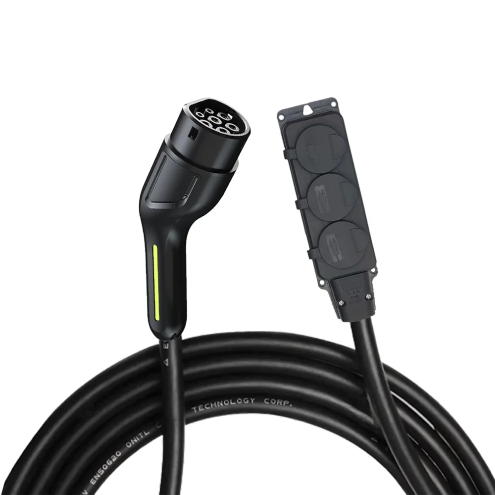 Kabel V2L Typ 2 Schuko 230V 5m z 3 gniazdami zasilania z auta EV - obrazek 3