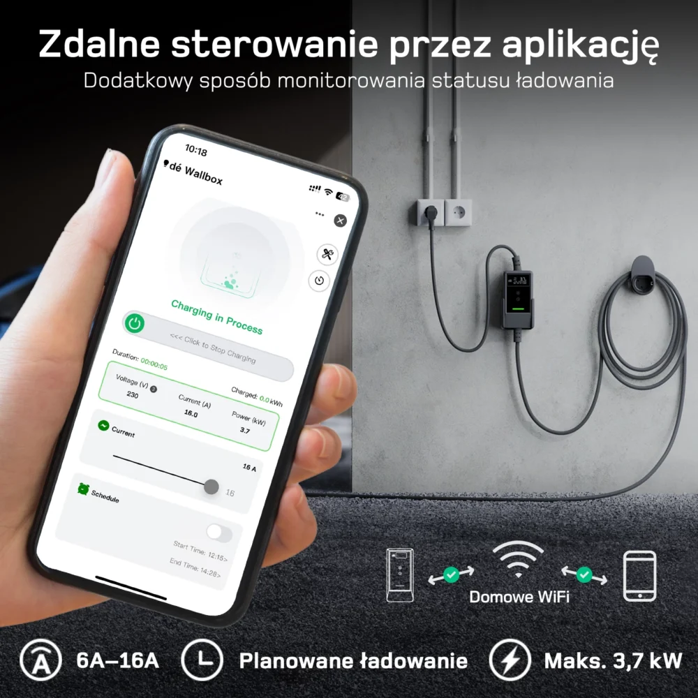 Przenośna ładowarka dé EV 3,7kW Typ 2 na gniazdko 230V schuko - obrazek 12